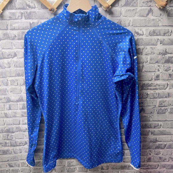 Nike Tops - Nike dry fit zip up with  polka dots sz L
